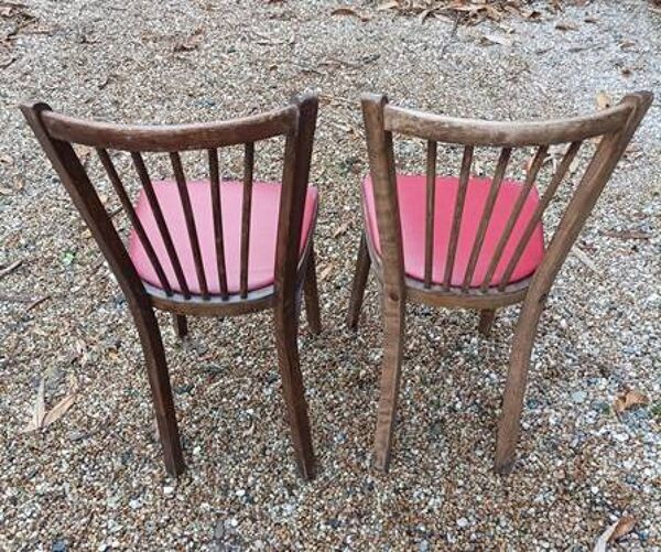 Chaises bistrot baumann bois et simili cuir rouge