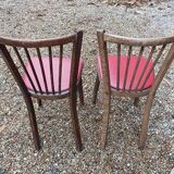 Chaises bistrot baumann bois et simili cuir rouge