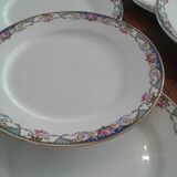 9 assiettes à  dessert et assiette à talon . sarreguemines,decirs de fleurs