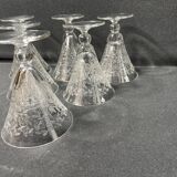 6 engraved light crystal glasses