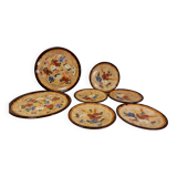 Set of 5 dessert plates and 2 vallauris plates, signed jérôme massier - circa 50/60