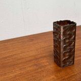 Brutalist metal block vase from the mid-century, 1960s.