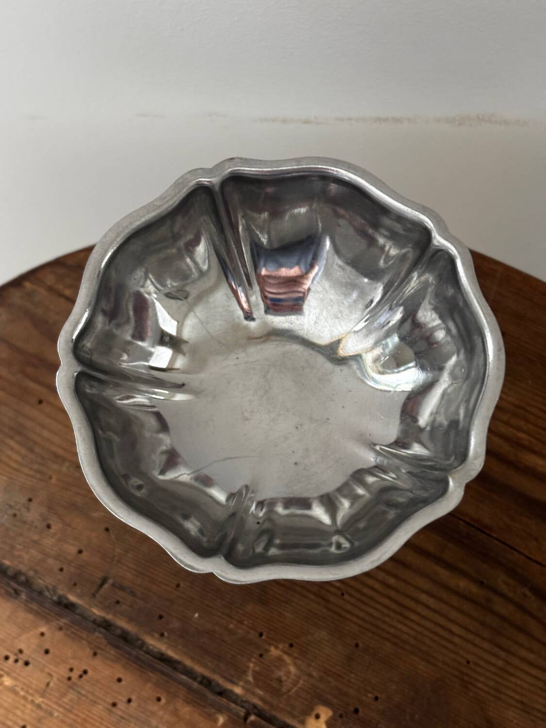 Vintage set of 6 finely engraved stainless steel bowls.