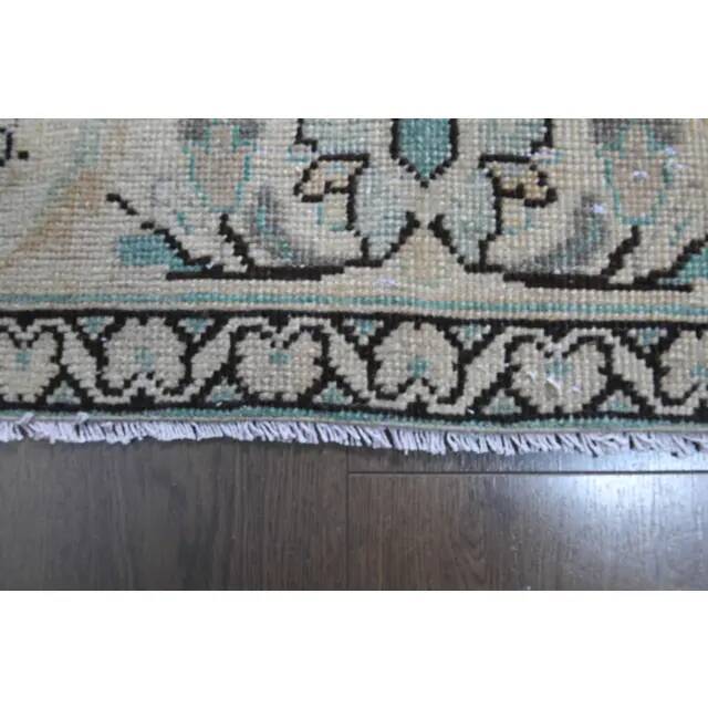 1970s Vintage Persian Handmade Wool Cotton Light Brown Area Rug 276x356