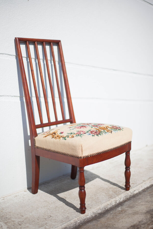 Chaise de nourrice bois avec assise tapisserie