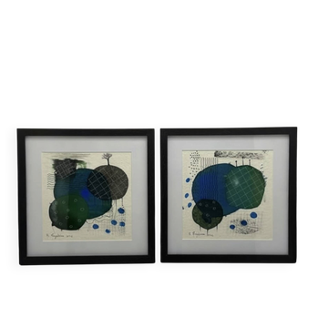 Duo of original paintings - Contemporary abstract art / Organ series