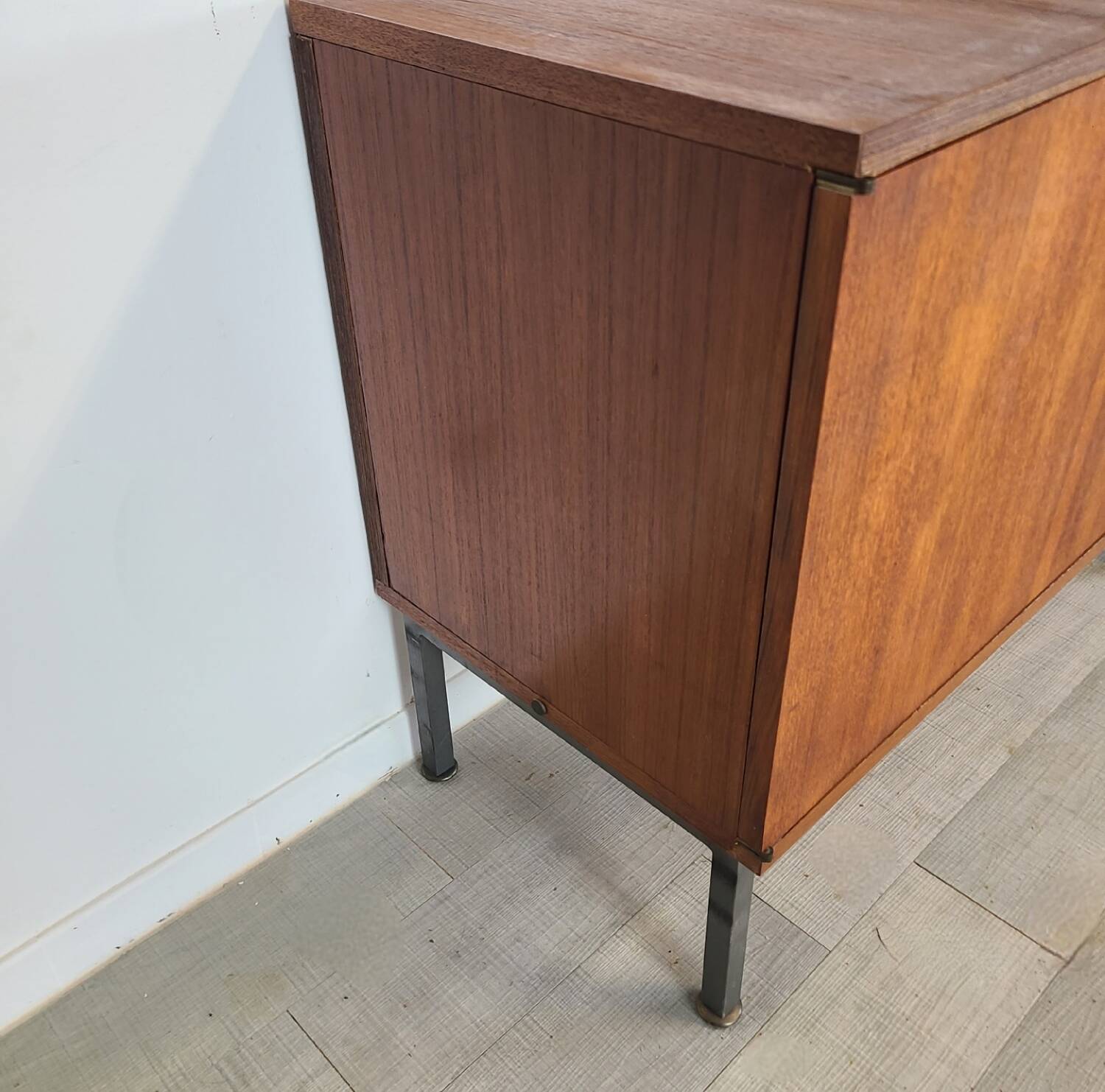 Modernist teak enfilade vintage 1960s design by Louis Paolozzi.
