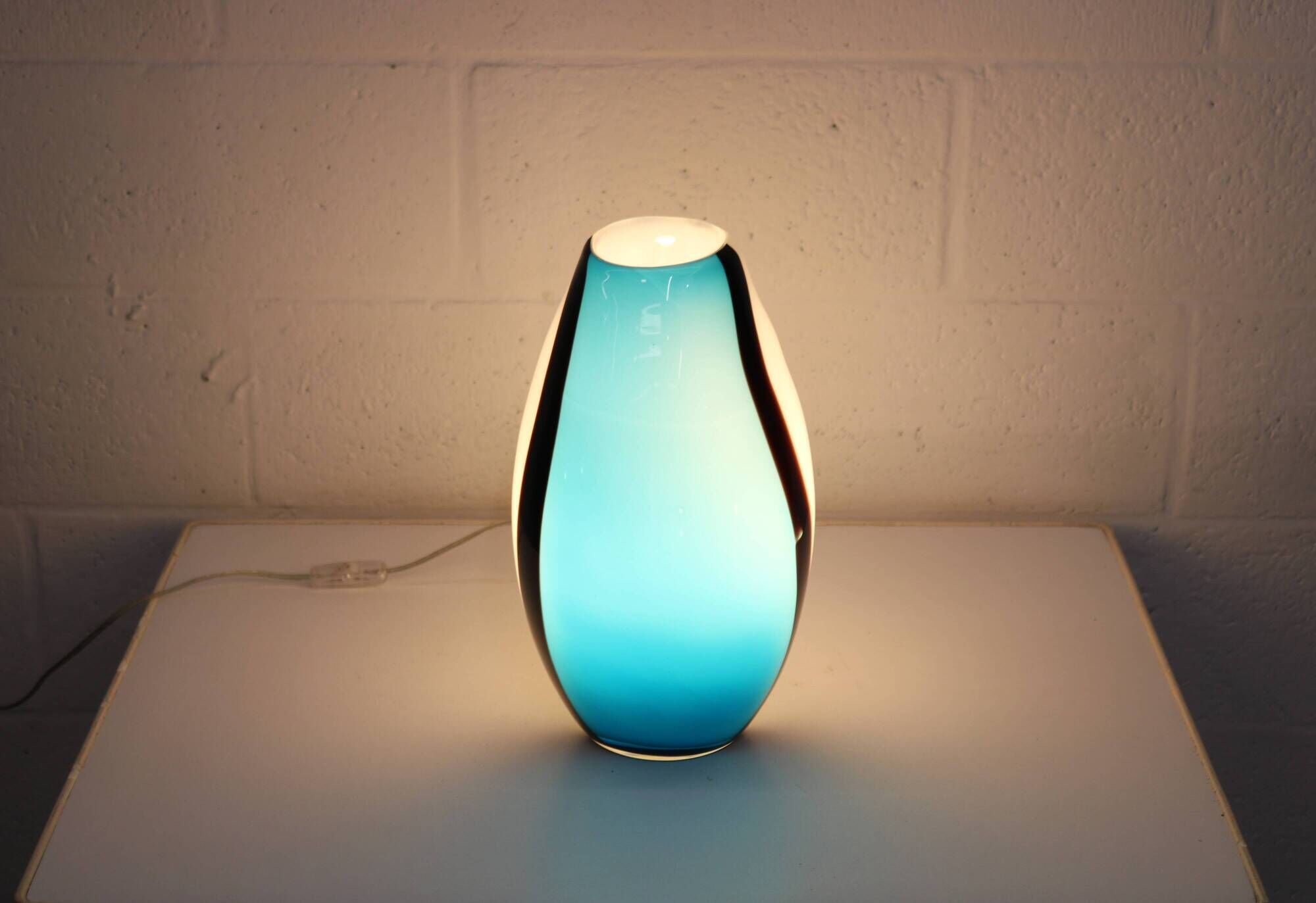 Eglo handblowed glass table lamp - Empori 87756 - Opaline and blue glass