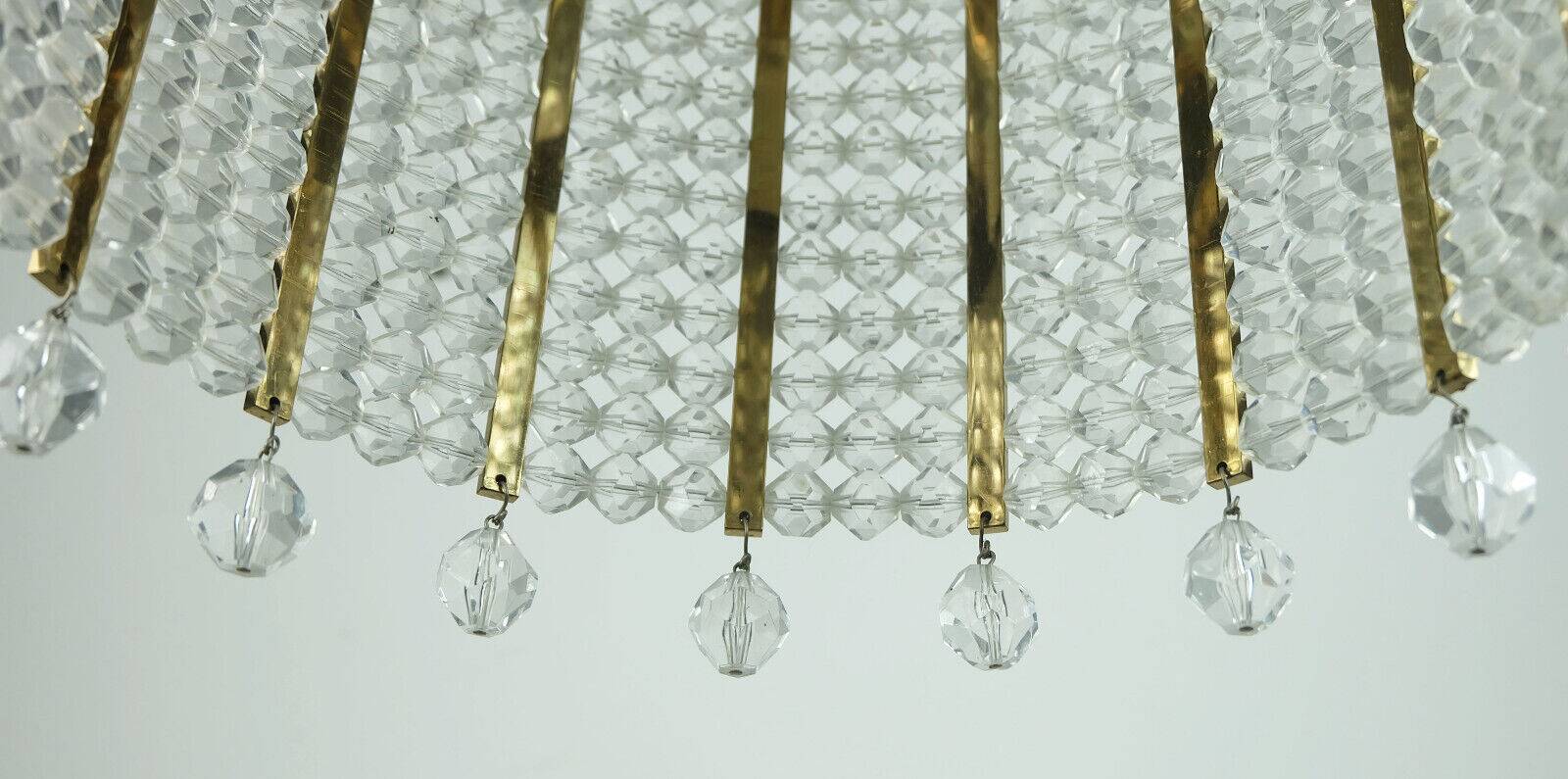1960s PENDANT LIGHT brass and acrylic hollywood regency style