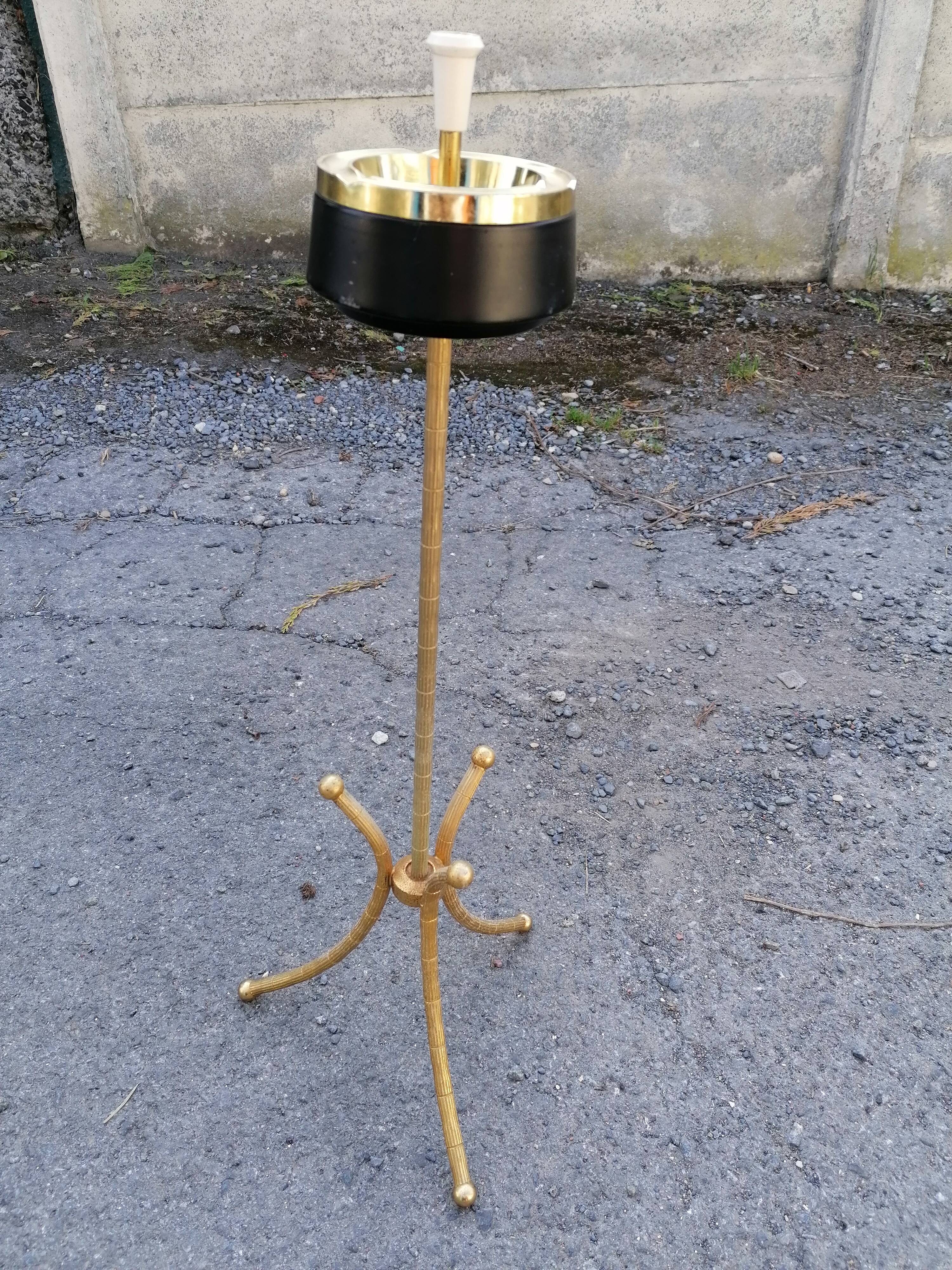 Door ashtray tripod metal gilded decoration vintage bamboo
