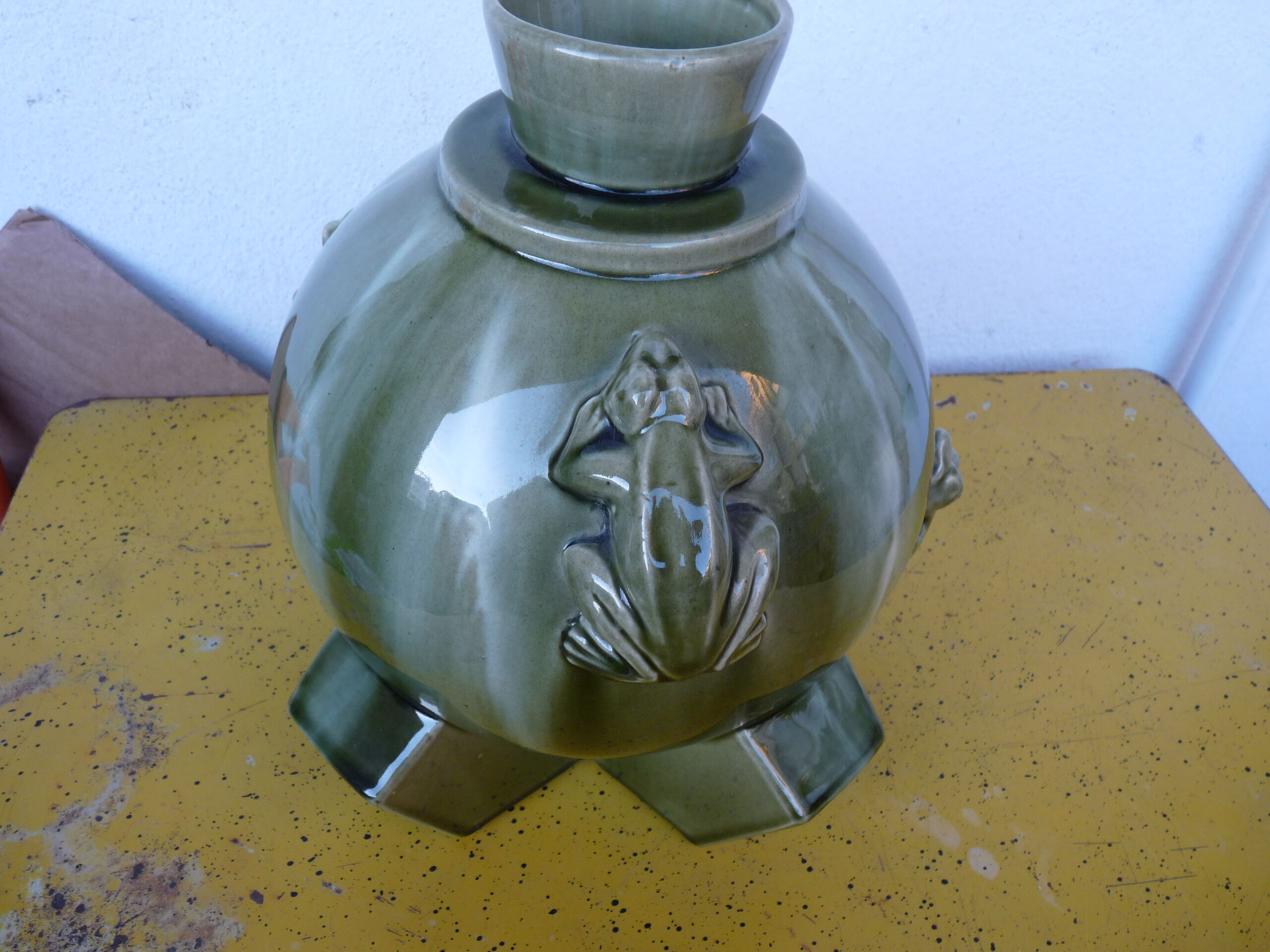 Large vase barbotine art deco sign latour