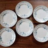 Lot 6 assiettes plates terre de fer Choisy le Roi Cyclamen