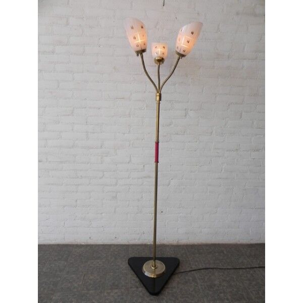 Floor lamp with three shades of glass vintage