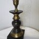 Large wood and brass table lamp stand on square base