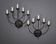 Pair XL Vintage 1950s French Brutalist 5-Arm Wrought Iron Wall Lamps