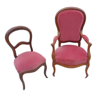 Armchair and chair Louis Philippe