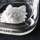 Ensemble de deux cendriers vintage en verre gravé chat et fleur