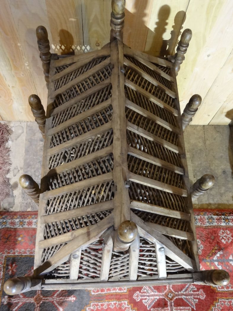 Large wooden bird cage, nineteenth century mastery work, 101 x 120 cm