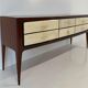 1950s Parchment and Walnut Chest of Drawers Attr. Paolo Buffa
