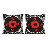 Lot de 2 housses de coussin brodées vintage 61x61 cm
