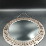 Beautiful brutalist round iron mirror in the RYCKAERT style ATELIER MAROLLES JEAN TOU
