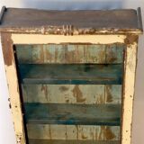 Burmese teak display case with original ecru patina