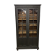 Black bookcase with glass doors