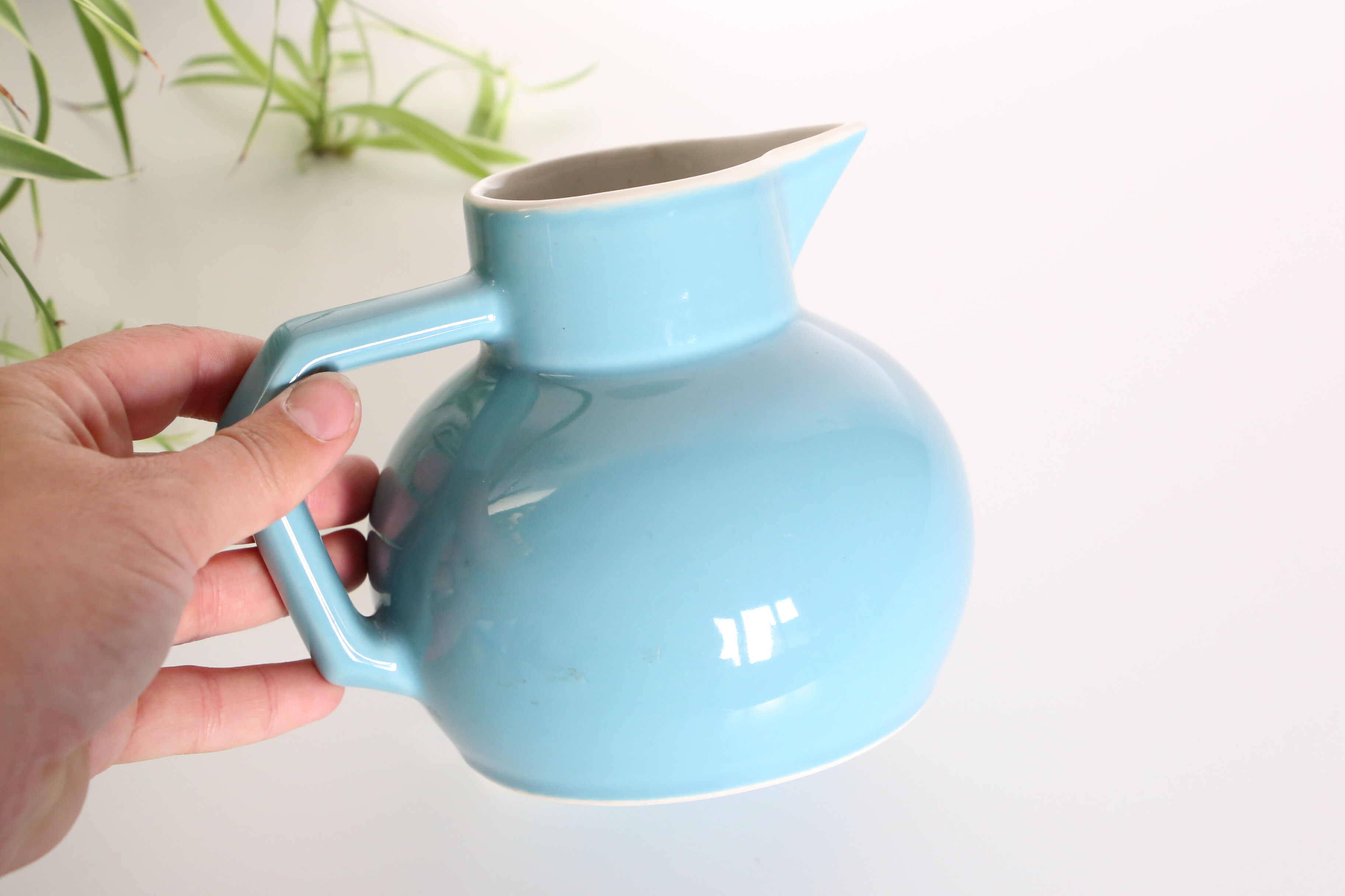Blue water pitcher, plain, 1960s