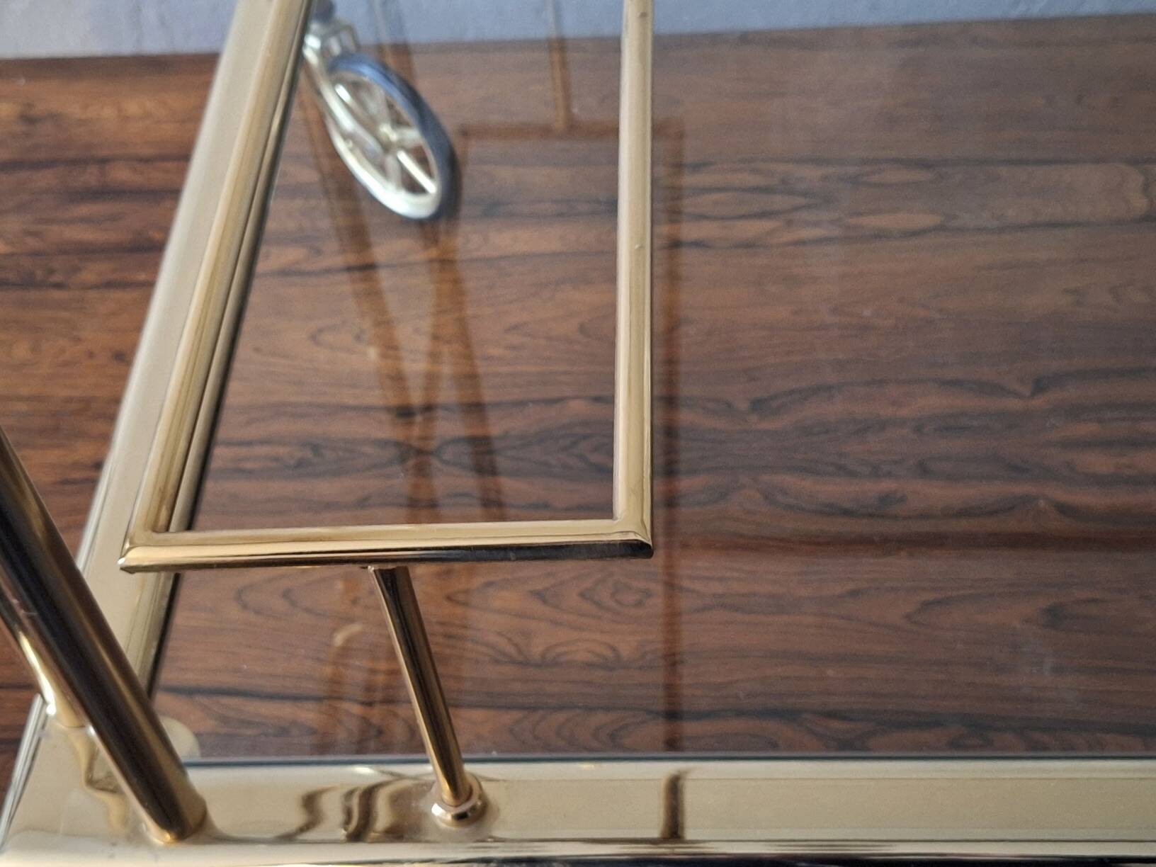 Hollywood Regency gilt brass bar cart drinks trolley, 1970s