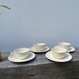 4 beige plain Sarreguemines cups