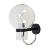 Limburg Glashüttte sconce, globe bubbled glass and chrome 1970