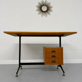 Vintage Italian design desk from the 1960s in wood and metal.