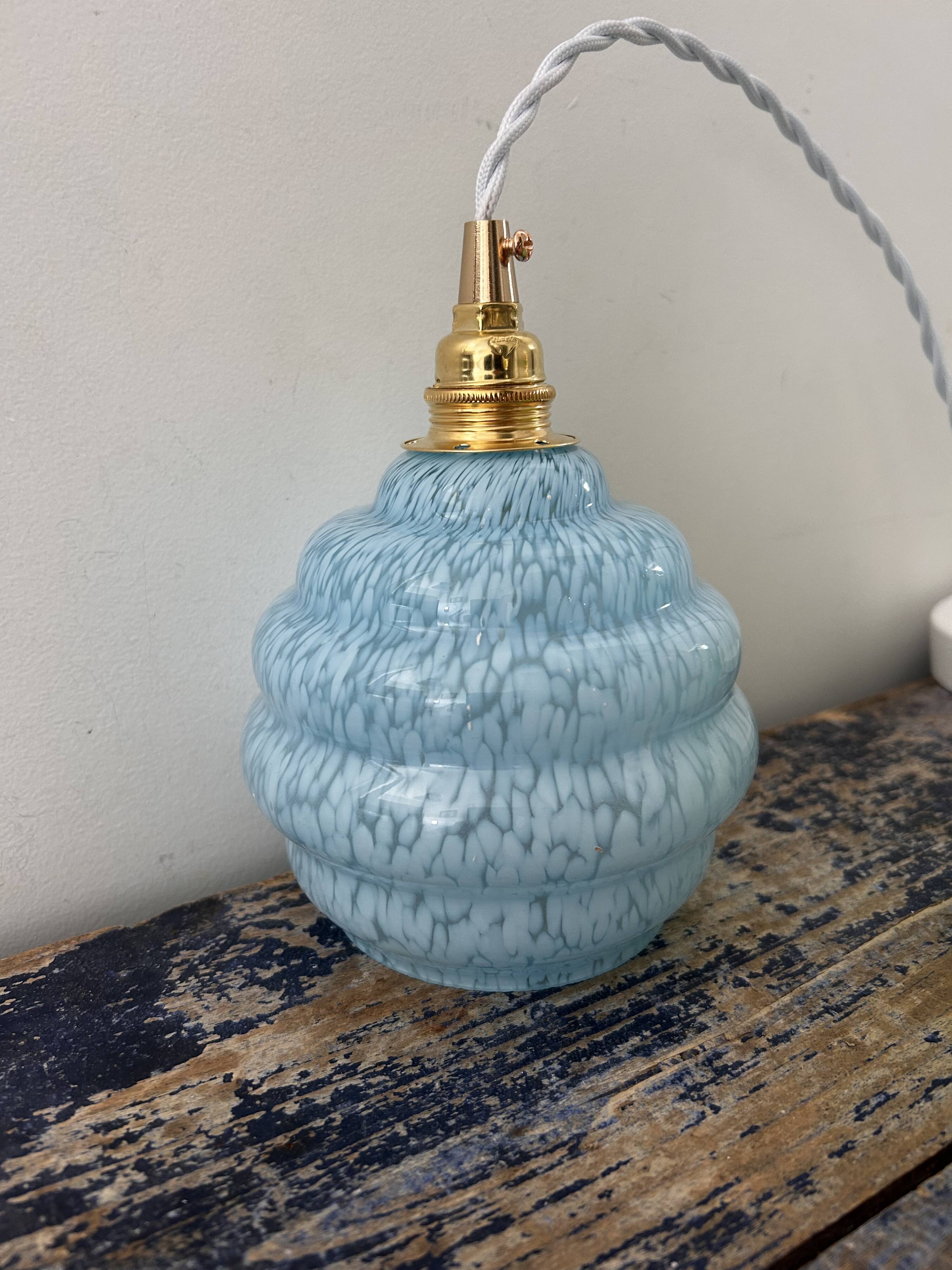 Art Deco triple globe waterfall pendant light