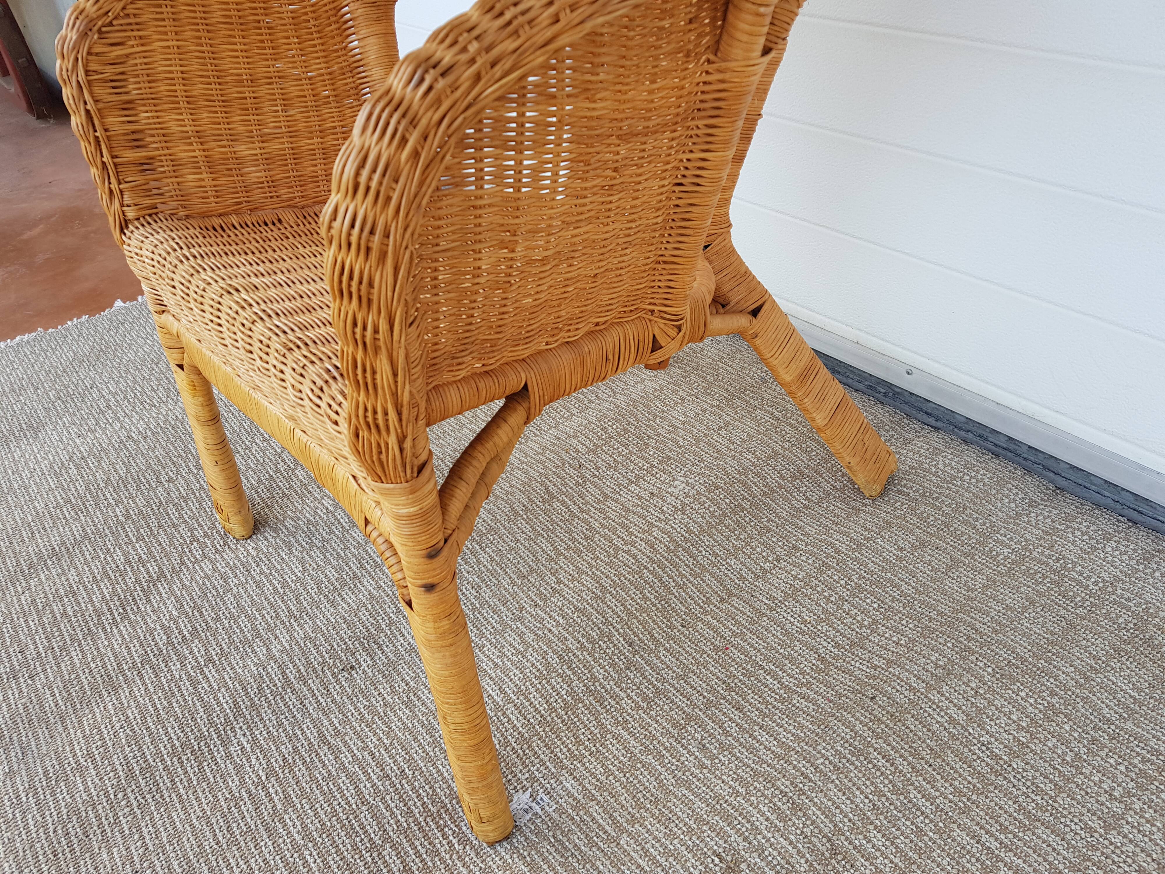 Old 50s 60s chair in Bamboo, Rotin and Vintage Osier