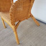 Old 50s 60s chair in Bamboo, Rotin and Vintage Osier