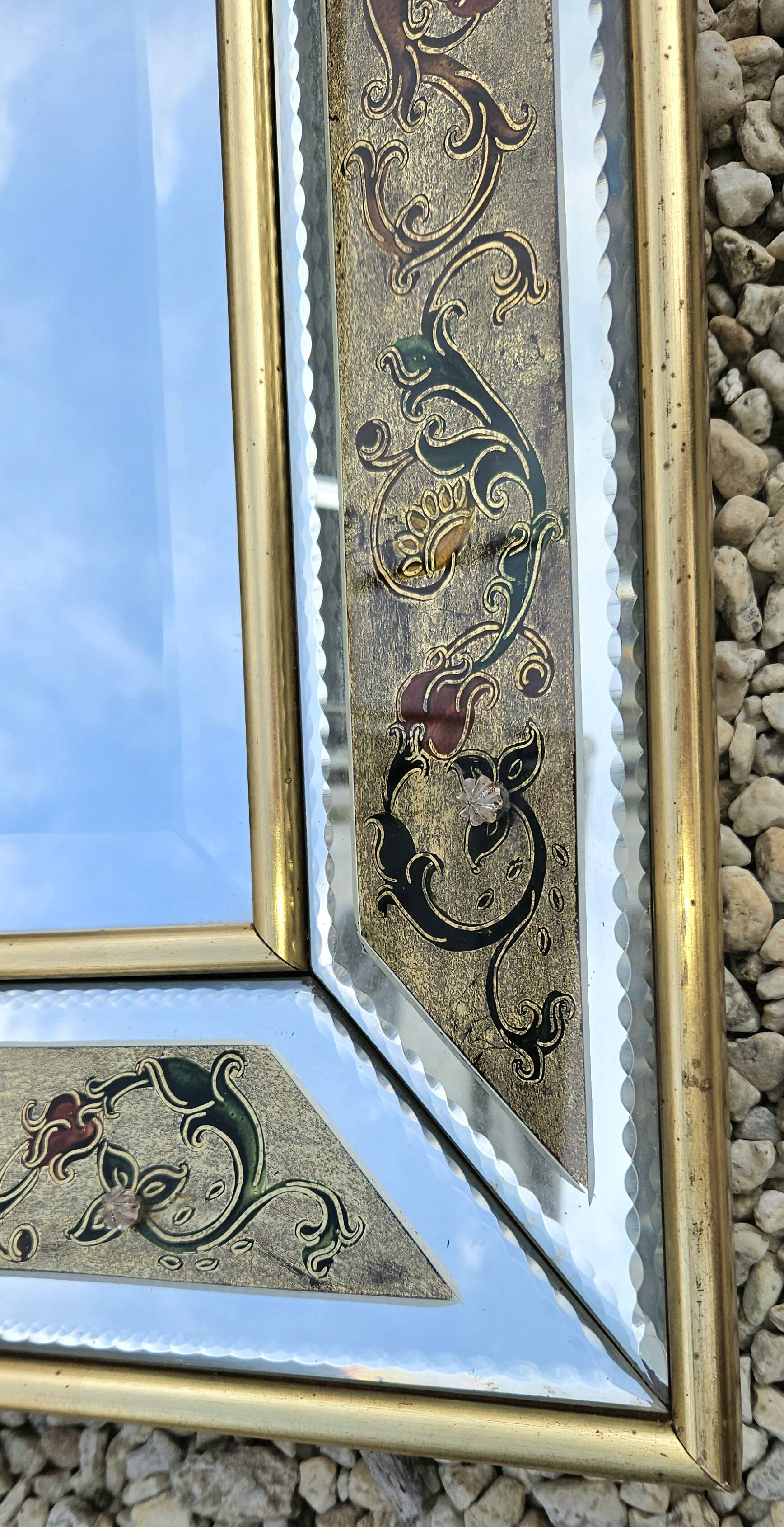 Miroir De Venise avec verre gravé decor floral