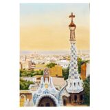 BARCELONA CUADRO VISTA DESDE EL PARQUE GUELL.