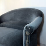 Peacock blue velvet toad bench