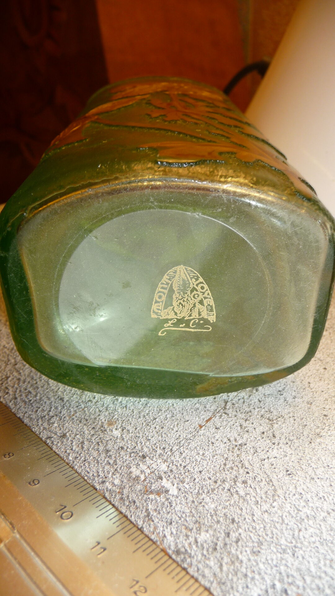 Montjoye enamelled glass vase,