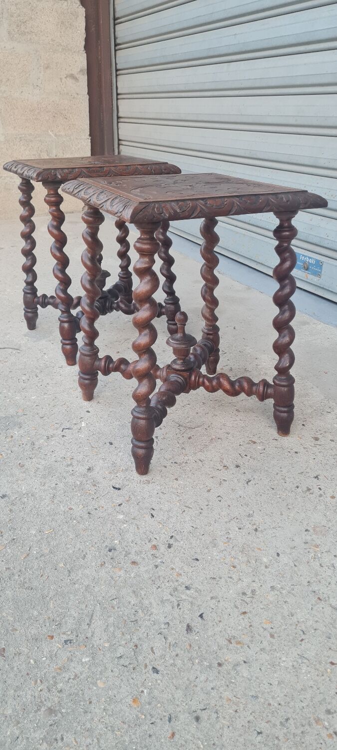 Pair of English oak bedside tables
