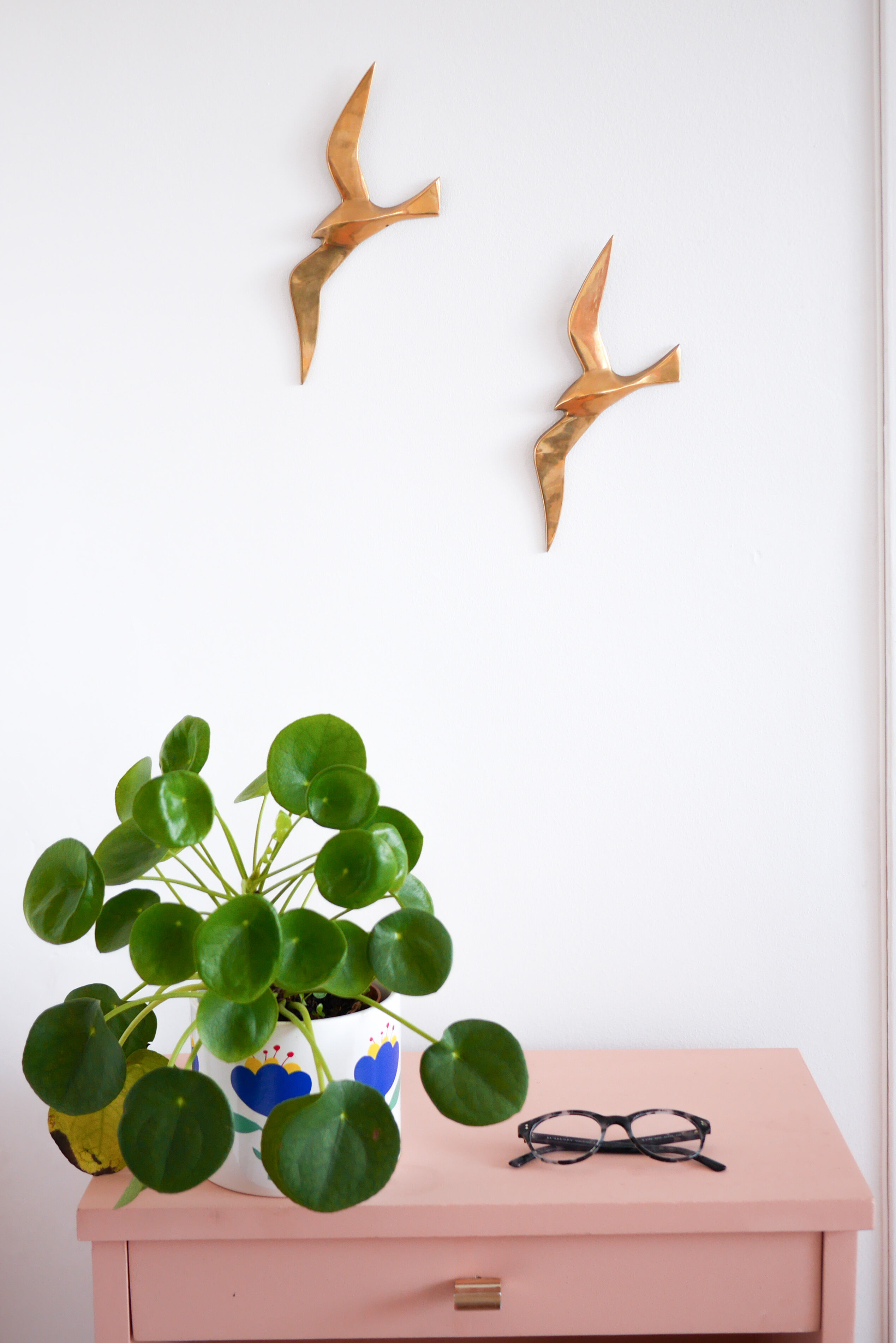 Gold brass wall birds