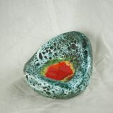 Lava and cyan foam enamel ashtray - Fat lava ceramic - 60s - 70s