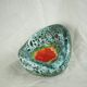 Lava and cyan foam enamel ashtray - Fat lava ceramic - 60s - 70s
