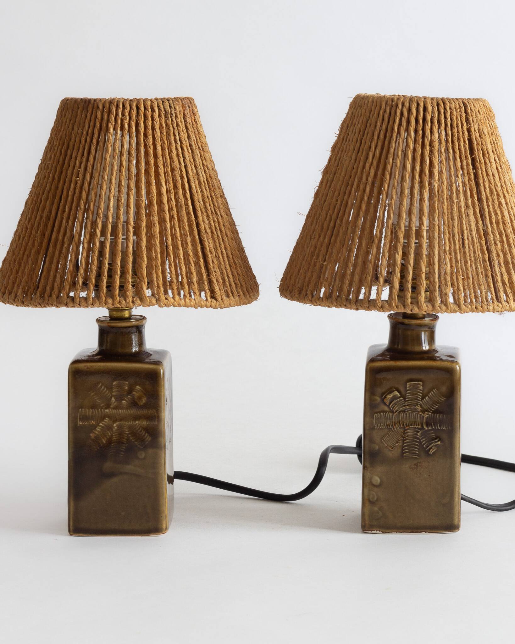 Two glazed ceramic lamps – Signature to be identified – 1960s