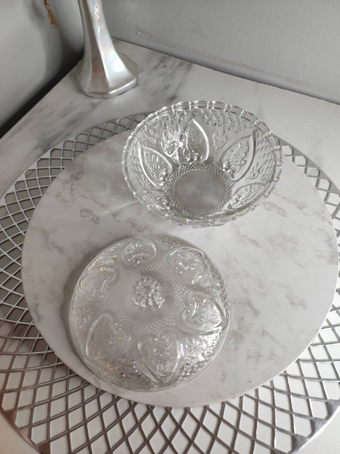 Vintage cut glass candy dish