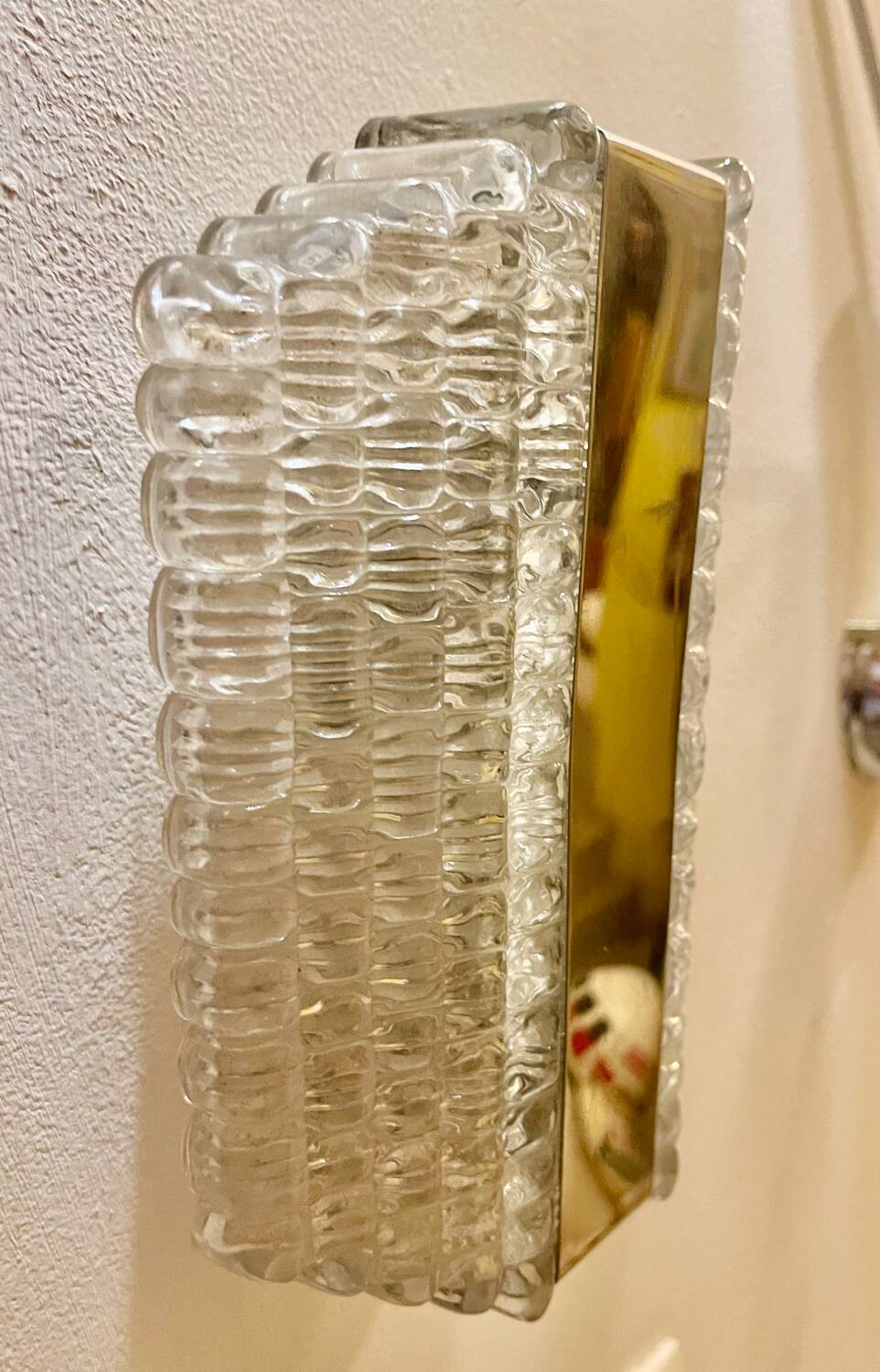 Kaiser Leuchten wall lamp ice glass 1970