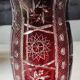 Large vase in hand-cut Bohemian crystal. Deep ruby red. Roemer style. Dim 29 x 14.5 cm