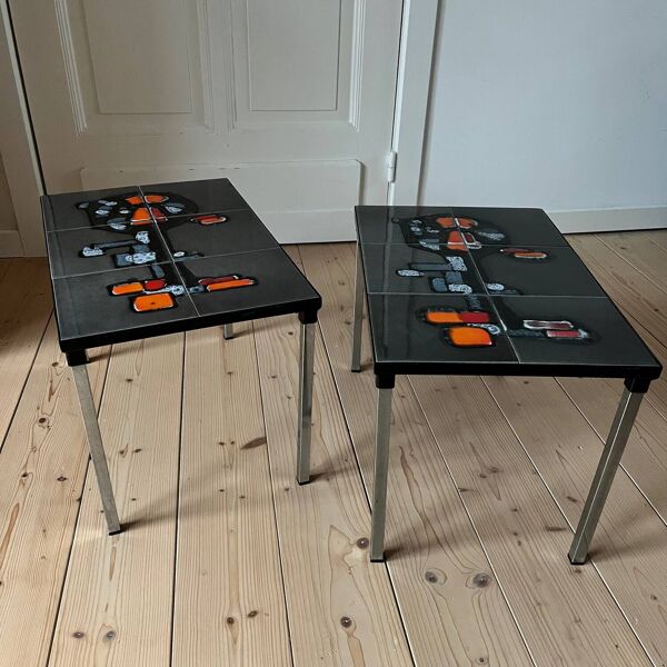 Paire de tables d’appoint carreaux Belarti