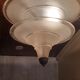 Art Deco chandelier in bronze and silvered brass double sink in opalescent glass