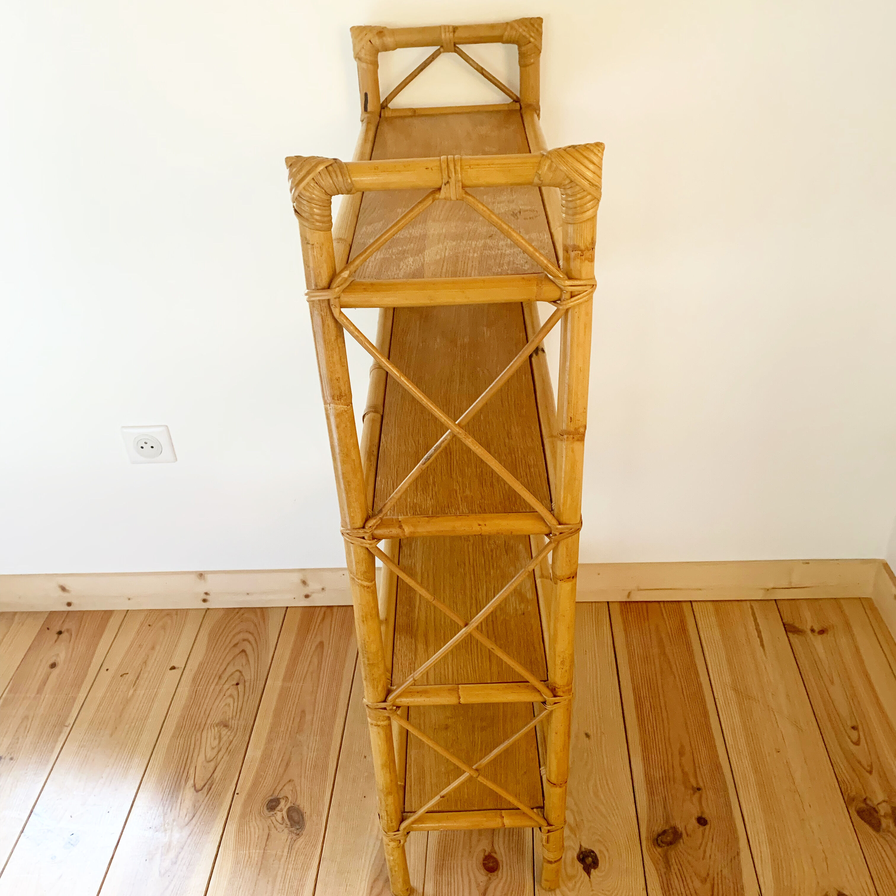 Vintage rattan stand shelf